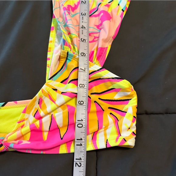 No Boundaries Womens Neon Tropical Palm Print Bikini Size L (11-13) - Picture 10 of 15